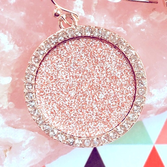 Rose Gold Pave Sparkle Disc Earrings - Picture 2 of 2
